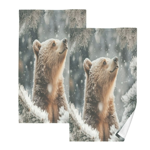 Cotton Towel Two-Piece 16x28 Inch One Sizex2 Face Towel Set Towel Set Cotton Hand Bath Towel Bathroom Beach Christmas Cute Bear