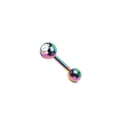 thumbnail image 1 of BodyJewelryOnline (14g ) Barbell Tongue Ring Anodized Multi-Color Titanium with Jewel, 1 of 3