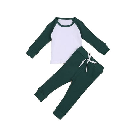 

ZIYIXIN 2PCS Infant Baby Girl Boy Knitted Clothes Long Sleeve Tops T-Shirt Pants Sets Fall Winter Outfits Dark Green 6-12 Months