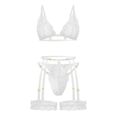 Upioiwer Corset Lingerie For Women Lingerie For Women Women Lace Lingerie V Neck Bra Thong With Garter Underwear Pajamas Suit Set Women Outfits Women Lingerie Naughty Home Wear  Lace Outfits For