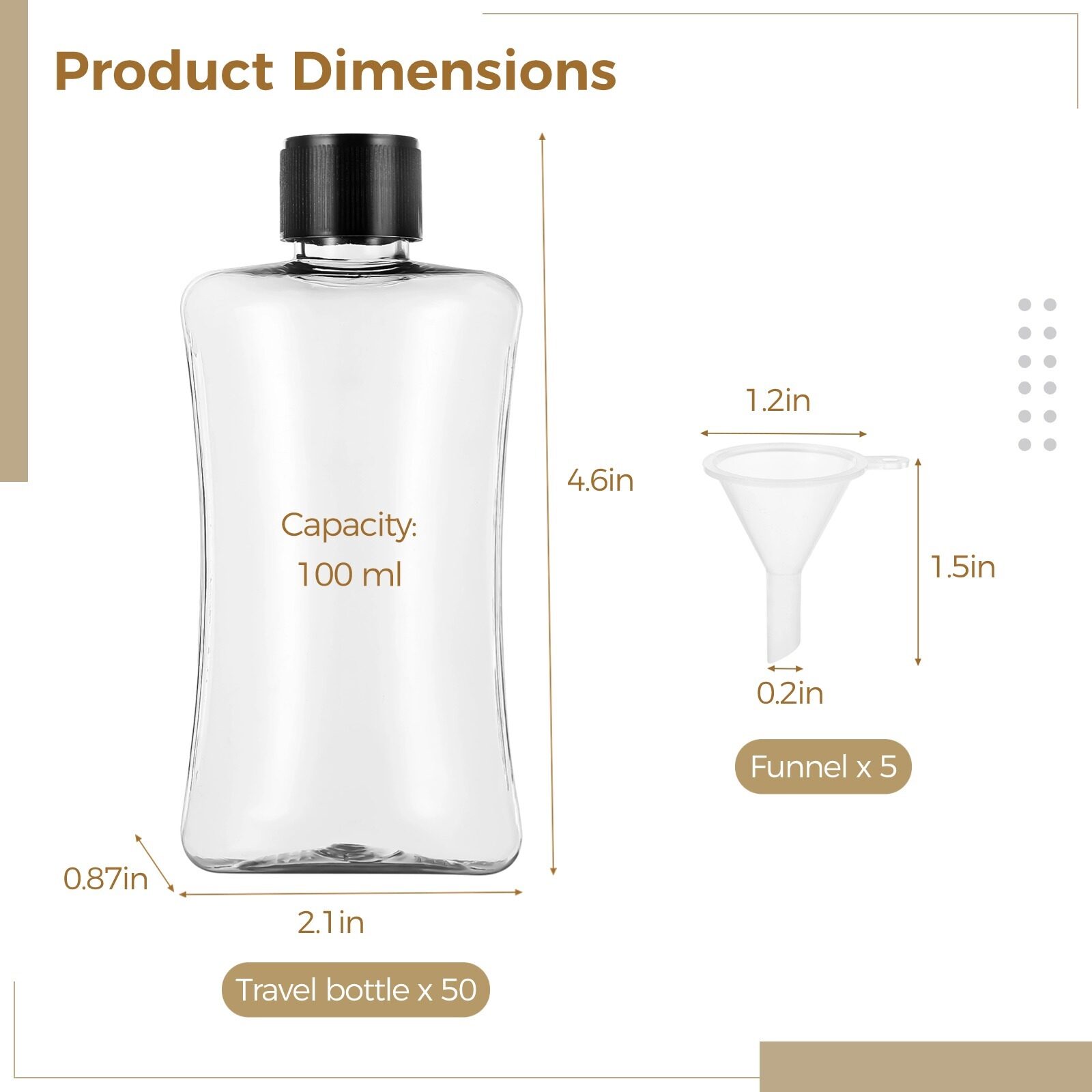100 Pack 2oz (60ml) Clear Plastic Travel Bottles – Leakproof & Refillable For Toiletries