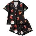 thumbnail image 5 of FASHOFT Christmas Pajamas for Women Set Xmas Button Down Pjs Set Holiday V Neck Sleepwear Santa Short Sleeve Loungewear Set L, 5 of 5