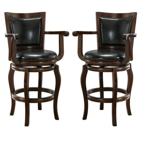 Home Square 29" Jones Swivel Bar Stool in Cappuccino - Set of 2