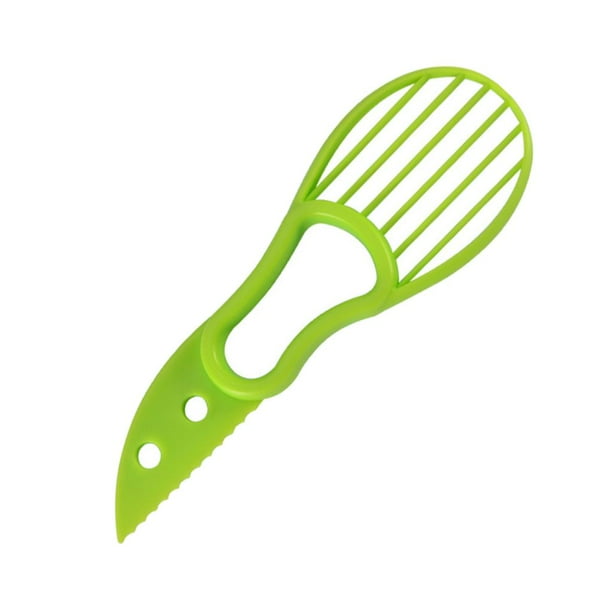 Cortador de aguacate de plástico, deshuesador de verduras, herramientas con agarre antideslizante para mango Verde