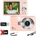 thumbnail image 1 of MAKATA 4K Digital Camera for Kids Teens, Boys Girls  Student (PINK) Point and Shoot Camera 50 MP 16X Zoom 1080P HD 32GB SD Card Autofocus Rechargeable Battery Vlogging Birthday Holiday Gift, 1 of 9