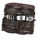thumbnail image 1 of Moda Punk Wrap Multicapa PU trenzada de cuero Joyas ajustables 5 piezas Brown2 Hugo Pulsera trenzada para hombre, 1 of 10