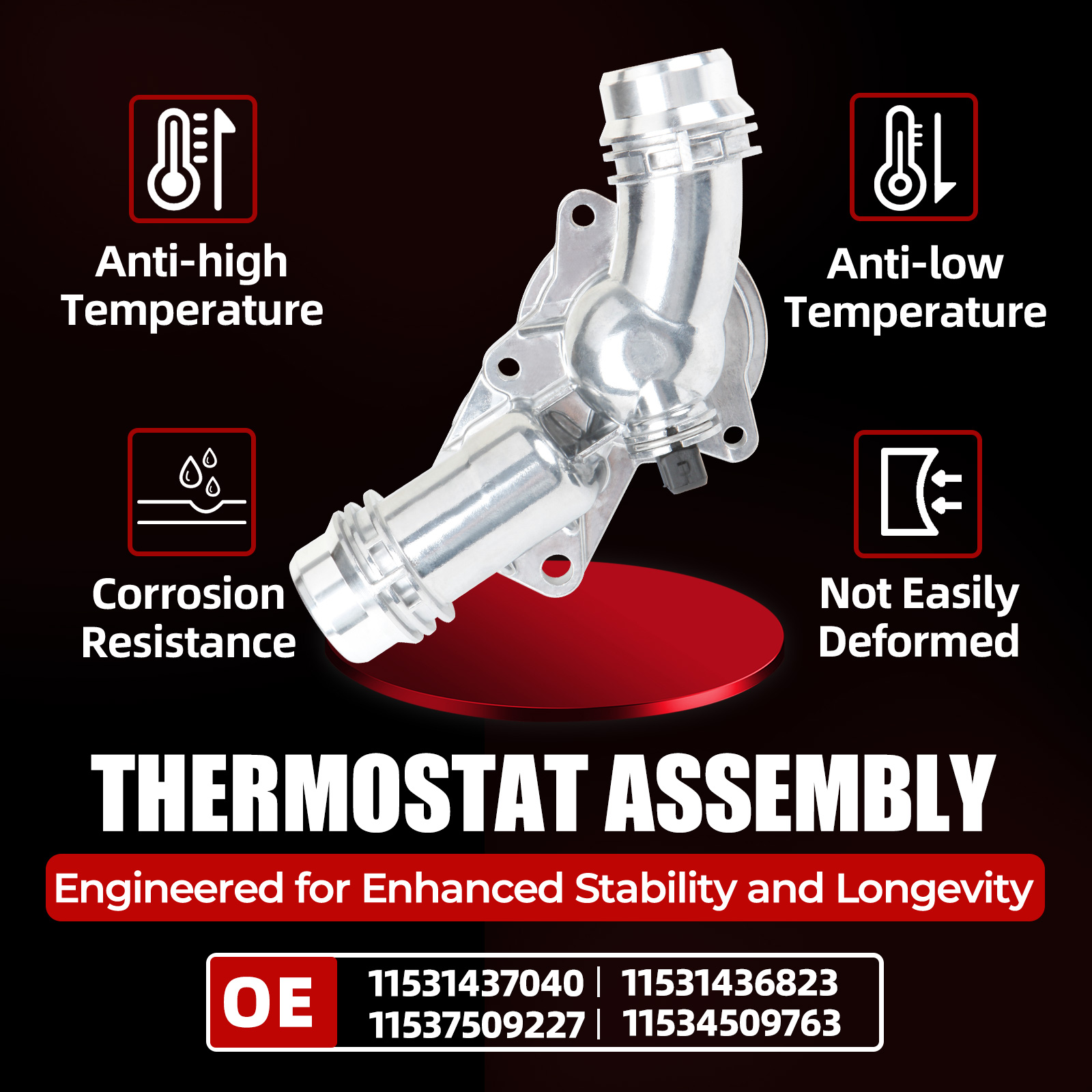 MITZONE Upgrade Aluminum Thermostat Assembly with Housing Compatible with BMW E46 E39 E60 E83 E53 E85 325i 330i 525i 530i X5 X3 Z3 Z4 Replace 11537509227