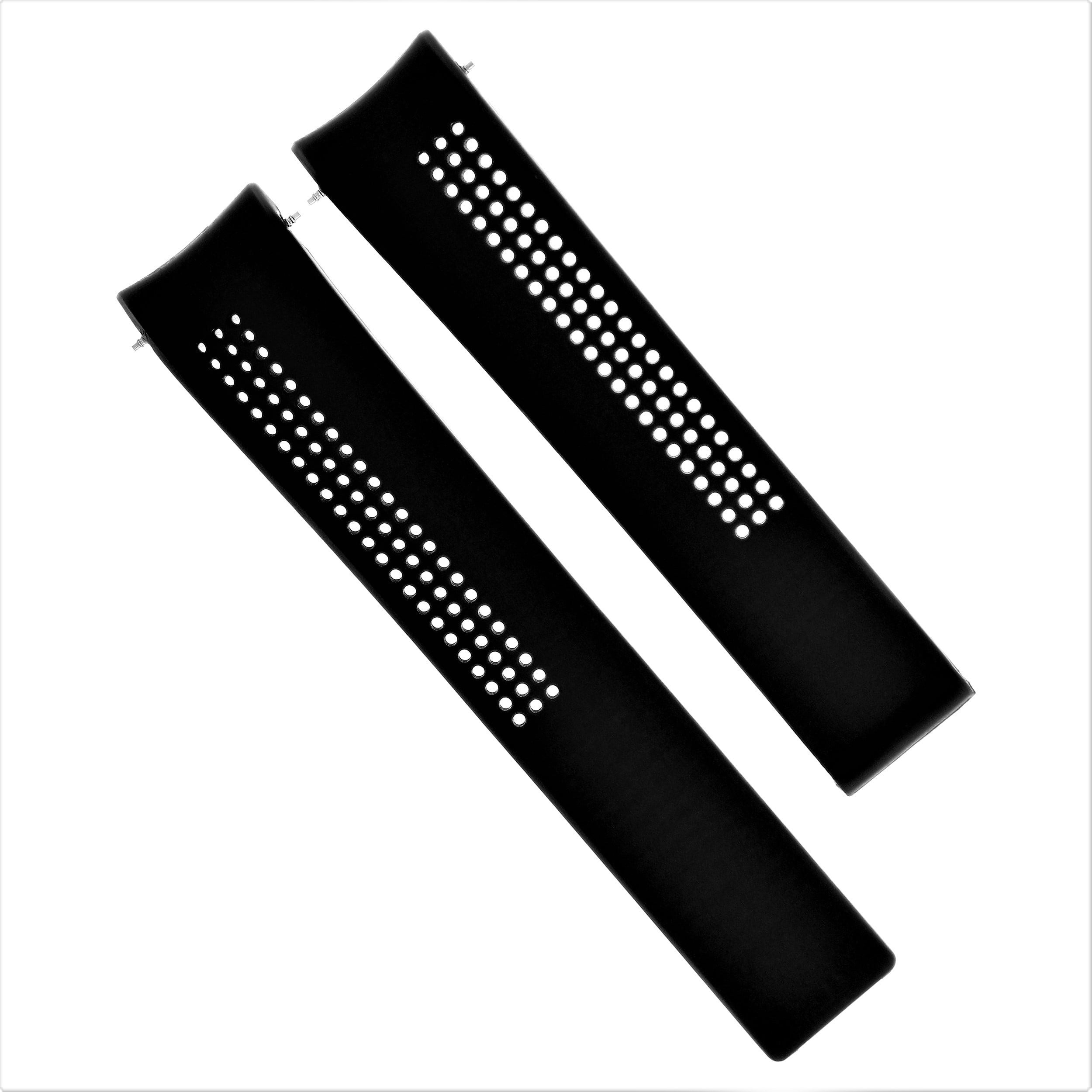 22MM RUBBER WATCH BAND STRAP FOR TAG HEUER CARRERA CALIBRE 1, 5, 16,17, 36  BLACK 
