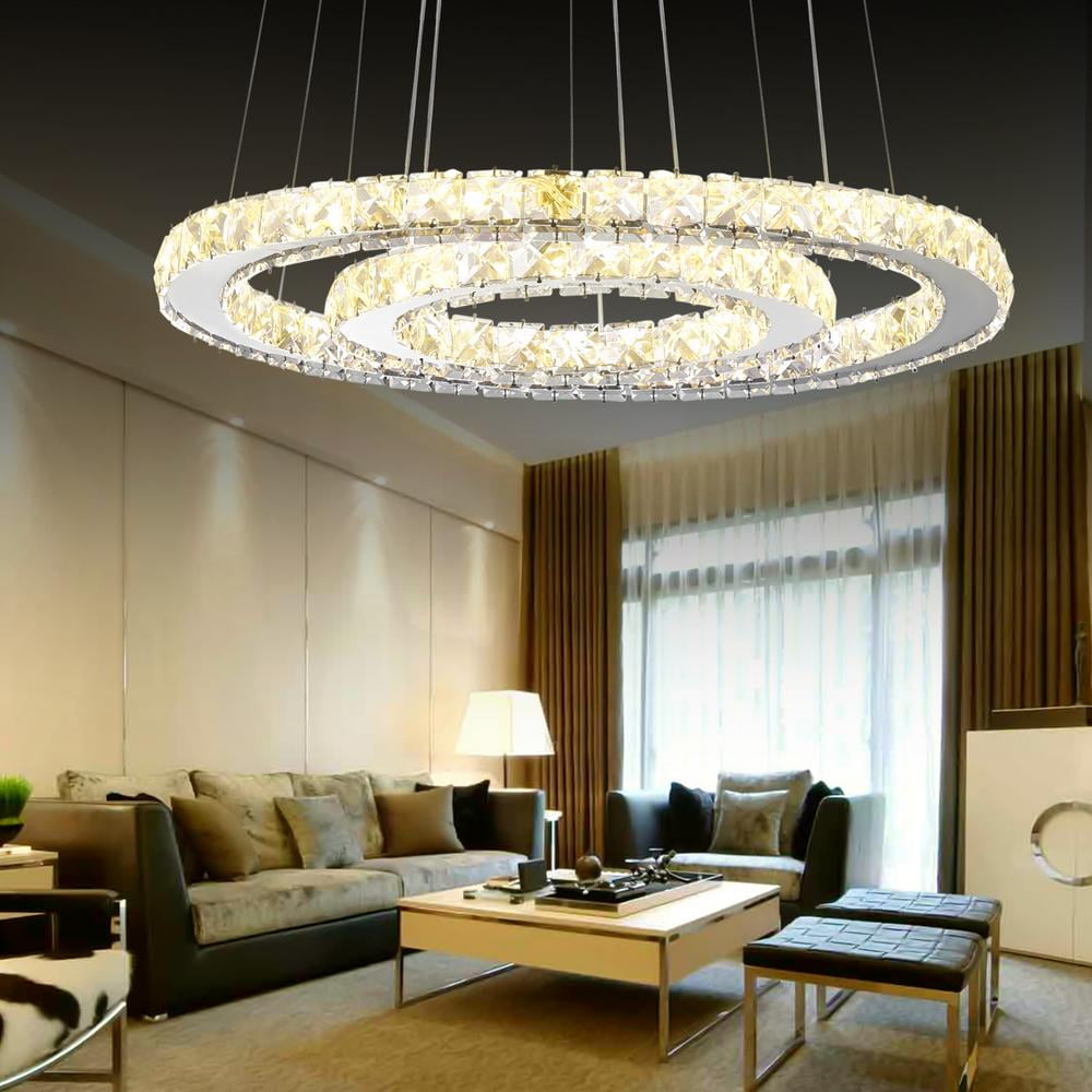 New luxury Modern LED Round Crystal Pendant Lamp Ring Ceiling Light Lighting Bar 
