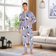 thumbnail image 3 of Adult Christmas Onesie Red Hat Penguin Pattern Zipper One-Piece Pajamas Unisex with Pockets, 3 of 6