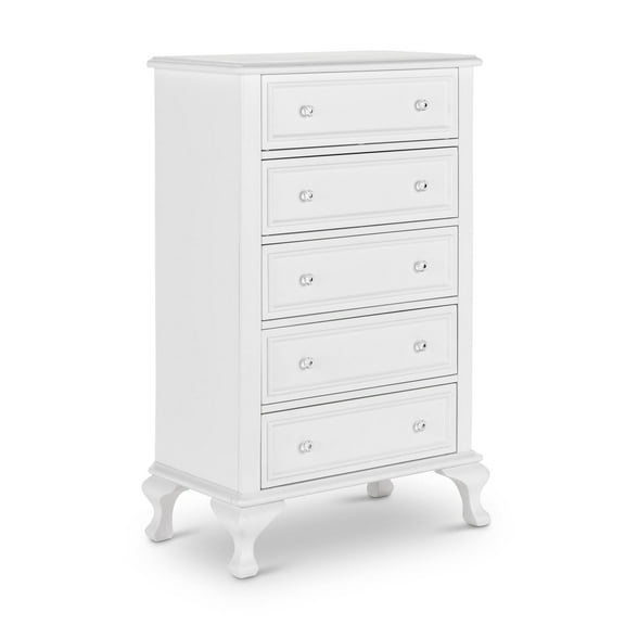 HomeStock Suburban Soiree Five Drawer Chest Of Wooden Drawers, Modern 5 Drawer Wood Chest