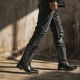 thumbnail image 2 of Men's Classic Western Cowboy Boots - Square Toe Leather-Look Pull-On Riding Boots with Embroidered Shaft & Low Heel for Daily Wear, Country Concerts, and Work, 2 of 6