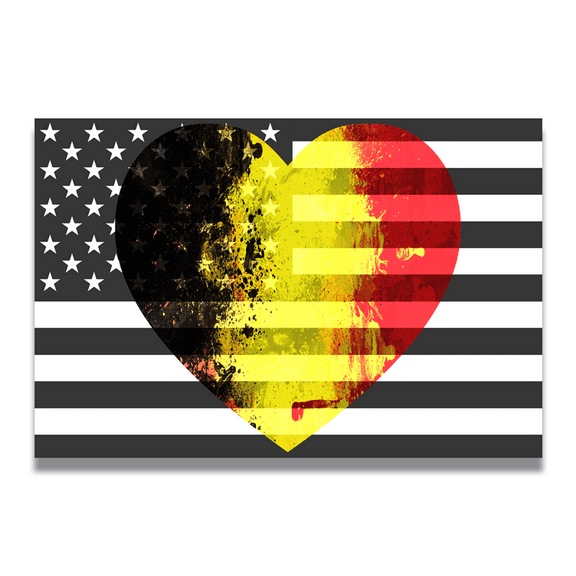 Magnet Me Up BW American w Belgian Heart Vinyl Magnet Decal, 4x6 Inches
