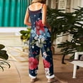 thumbnail image 4 of Iaqnaocc 4th of July Jumpsuits for Women Patriotic American Flag Floral Print Sleeveless Wide Leg Jumpers Loose Fit Adjustable Strap Overalls Jumpsuits 1776-2026 Trendy Festival Overalls Wine L, 4 of 4