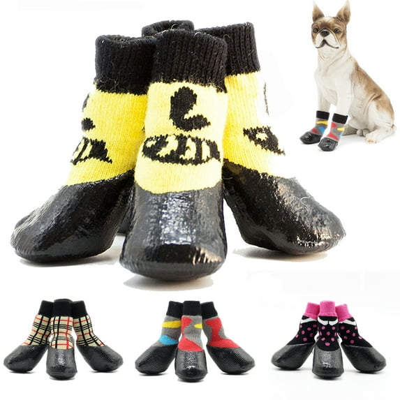 Walbest Dog Socks, Dog Shoes, Non-Slip Soles Adjustable Dog Paw Socks, Waterproof Paw Protectors for Indoor Outdoor Use