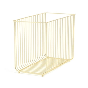 U Brands Bent Wire Hanging File Basket, 9.2 x 12.4 x 6.1 in., Gold Metal