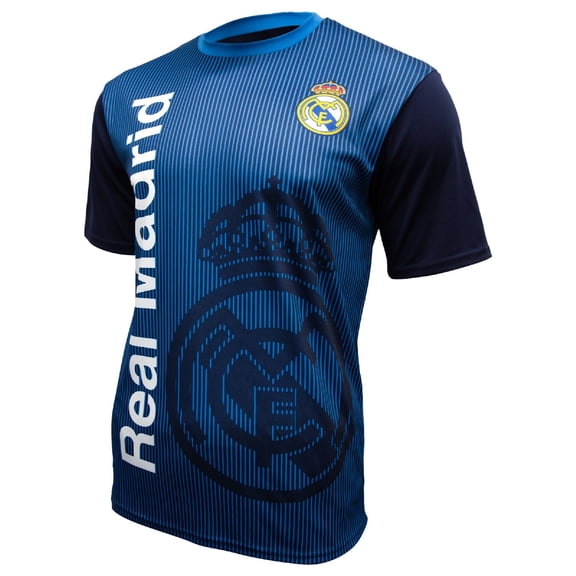 Real Madrid Official Licensed Sublimation Logo Poly Soccer Jersey - Navy, Large