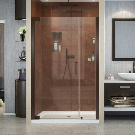 Bronze Sliding Shower Door DreamLine Elegance 44 1/4 - 46 1/4 in. W x 72 in. H Frameless Pivot Shower Door in Oil Rubbed Bronze ()