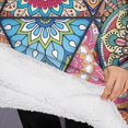 thumbnail image 3 of Oversized Wearable Blanket Hoodie,Multicolor Ethnic Geometric Pattern Sherpa Blanket Hoodie with Super Pockets,Super Warm Fuzzy Pullover for Women & Men, 3 of 6
