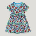 thumbnail image 2 of Girl's A Line Casual Floral Print Round Neck Dress (Kid), Size 6 to 7 Years, 2 of 6
