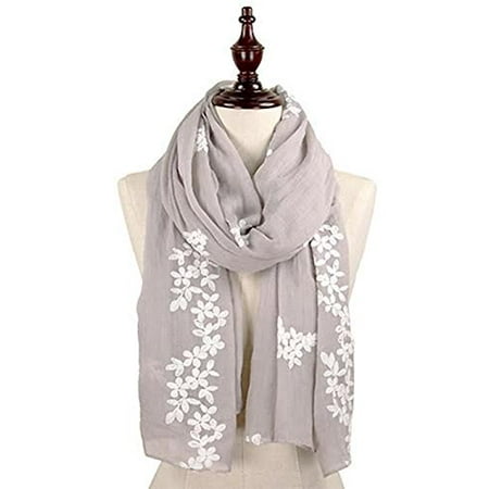- StylesILove Embroidered Flower Wrap Scarf, 4 Colors (Beige)