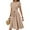 Beige, variant on WTOBBY Women's Solid Color Belted Waist Short Sleeve Round Neck Casual Elegant Minimalist Dress,Light Brown L