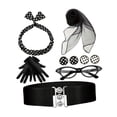 thumbnail image 1 of Accesorios de vestuario de los años 50 para mujer Bufanda Disfraz vintage para festivo Juego de 7 piezas en color negro, 1 of 8