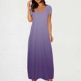 thumbnail image 2 of Meichang Robes d'Été pour Femmes 2025 Robe Maxi Grande Taille Imprimé Dégradé Robe Décontractée Manches Courtes Col Rond Robes T-Shirt Travail Coupe Ample Longue Robe, 2 of 6