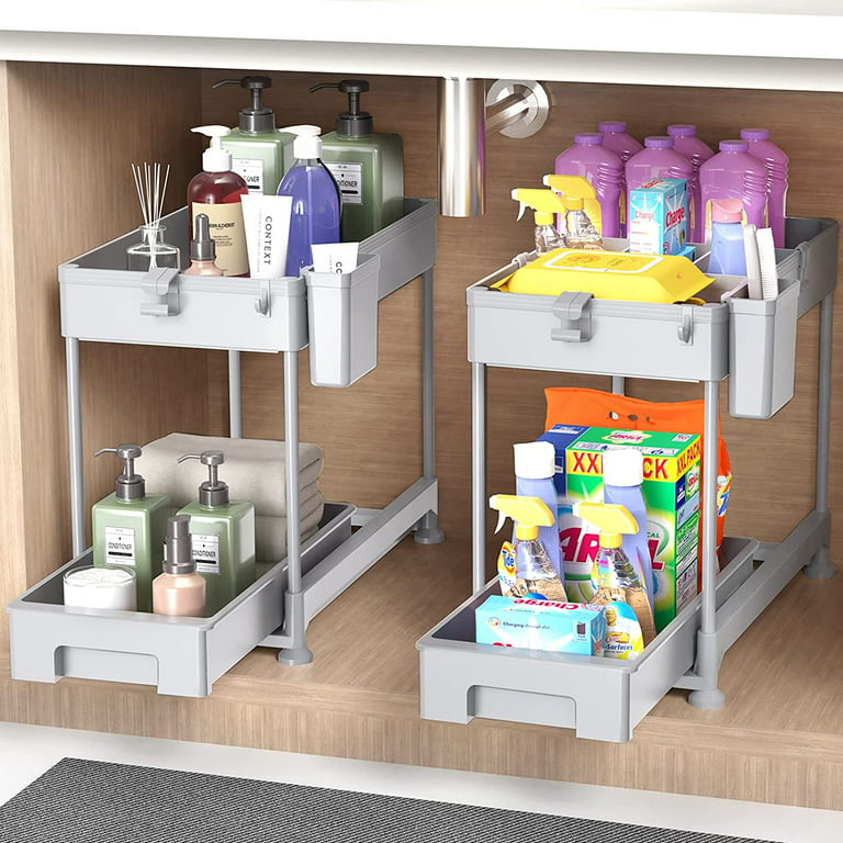 Kitchen Cabinet Basket Organizers, Slide Out Plastic Storage