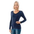 thumbnail image 4 of Simply Fashion Basic V Neck Long Sleeve T-Shirts - Stretch Cotton SpandexNAVY,SMALL, 4 of 5