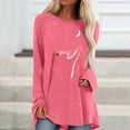 thumbnail image 2 of Camiseta de manga larga informal suelta con cuello redondo y estampado de color liso para mujer Fridja hj1784, 2 of 4