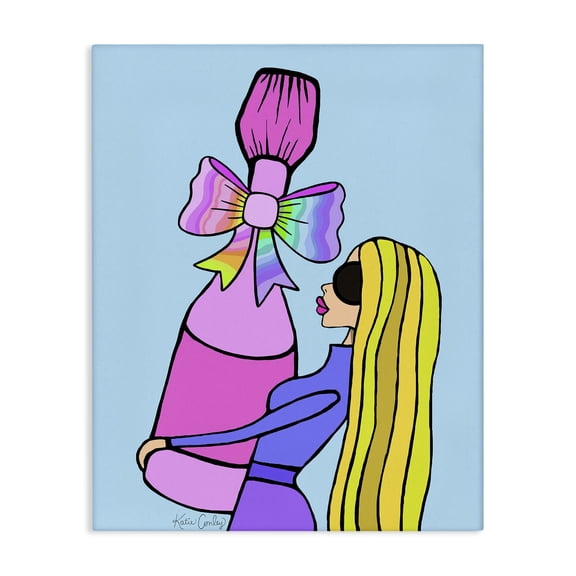 Stupell Industries Bold Fashionista with Wine Bottle People Painting Wrapped Canvas Canvas Art Print Wall Art, 16 x 20