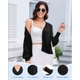 thumbnail image 4 of Women's Cardigans Sweaters,Cropped Shrug Bolero,Striped Textured V Neck Long Sleeve Button Winter Sweater Top, 4 of 8