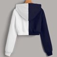 thumbnail image 4 of Fartey Cropped Zip Up Hoodies for Women Trendy Color Block Pockets Long Sleeve Hooded Sweatshirt Lightweight Crop Sweatshirt Jackets Navy M, 4 of 6