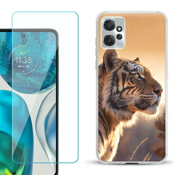 OneToughShield ® for Motorola Moto G Power 5G 2023 Shockproof Fashion Phone Case, with Tempered Glass Screen Protector - Tiger