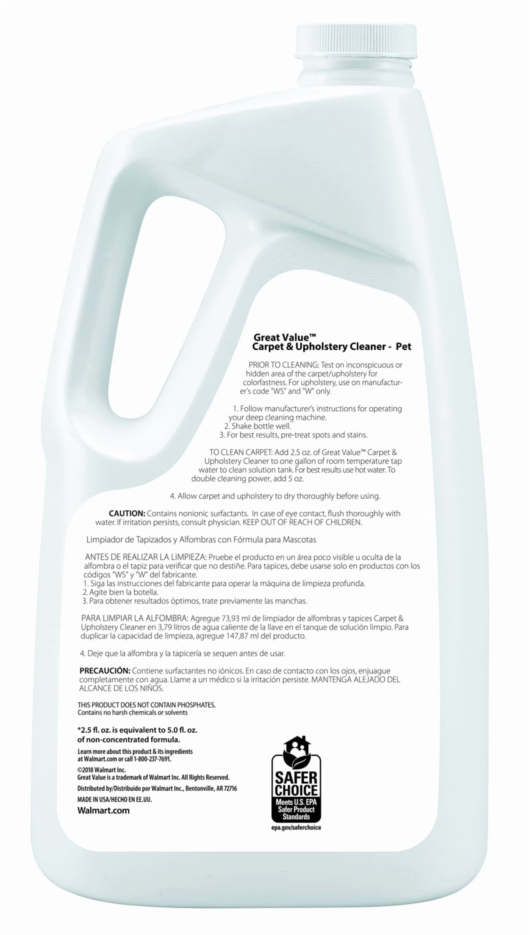 Great Value Carpet Stain Remover for Pets, Fresh Scent, 64 fl oz