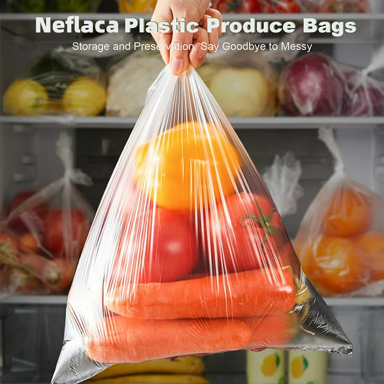 NefLaca 12 x 20 Plastic Produce Bag Roll, Clear Food Storage Bag for  Bread Fruit Vegetable (1 Roll, 350 Bags)