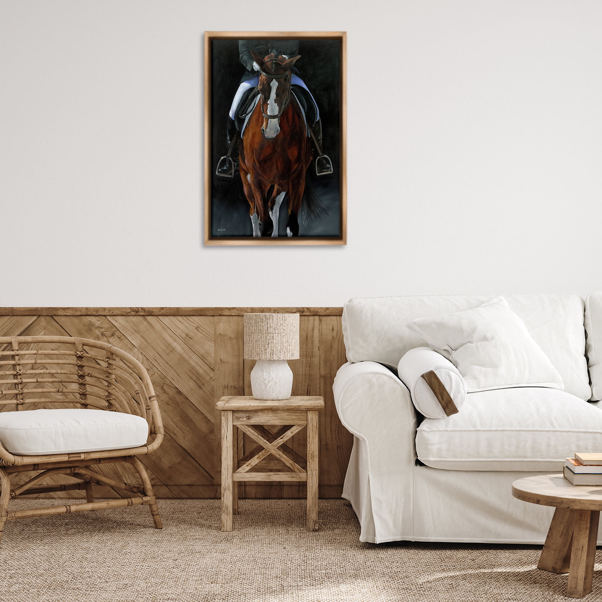 Stupell Industries Balance Trotting Horse Animals & Insects Painting Brown Floater Framed Canvas Art Print Wall Art, 21 x 31