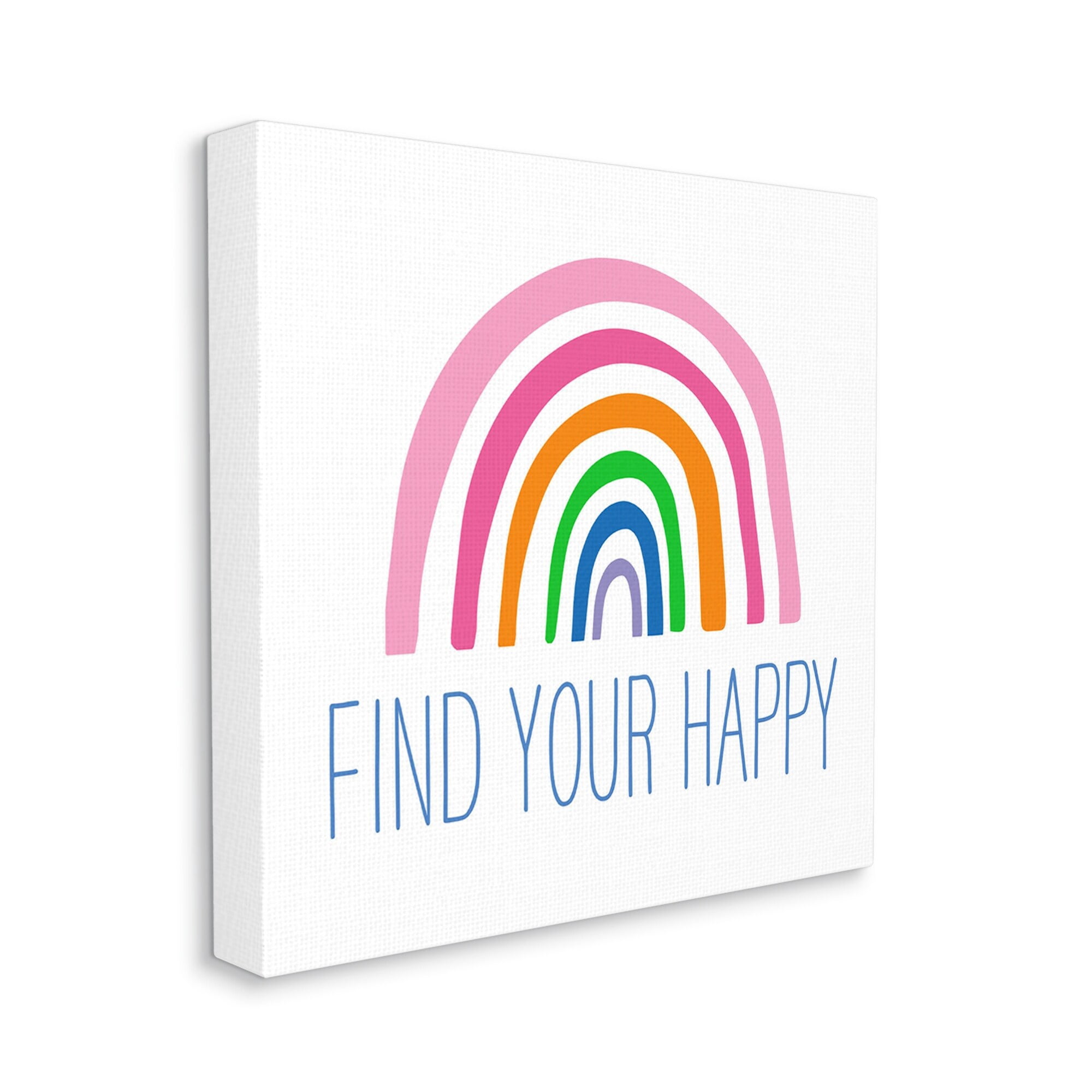 Stupell Industries Find Your Happy Uplifting Rainbow Simple Stripes Graphic Art Gallery Wrapped Canvas Print Wall Art, Design by Ilene Segal