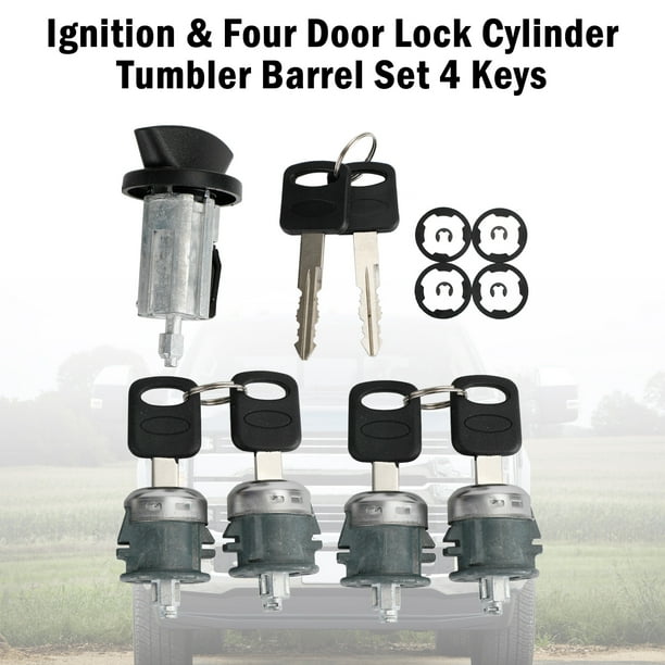 Ignition & Four Door Lock Cylinder Tumbler Barrel 4 Keys For Ford E