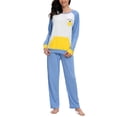 thumbnail image 2 of INSPIRE CHIC Womens Sleepwear Crew Neck Nightwear with Pants Pockets Loungewear Pajama Set Blue 2XL, 2 of 5
