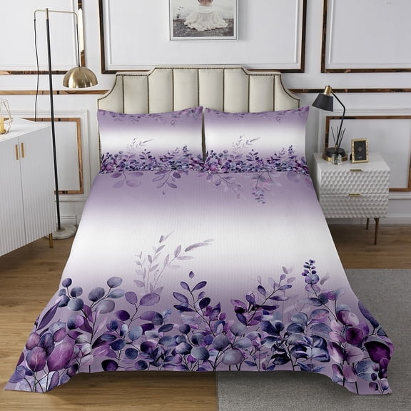 Erosebridal Branches Eucalyptus Leaves Quilt Sets for Queen Size Bed,Botanical Theme Bed Set,Plant Decor,Lightweight,3pcs
