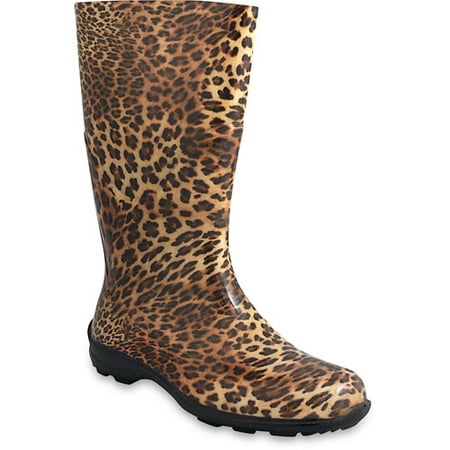 Women's Leopard Print Rain Boot - Walmart.com