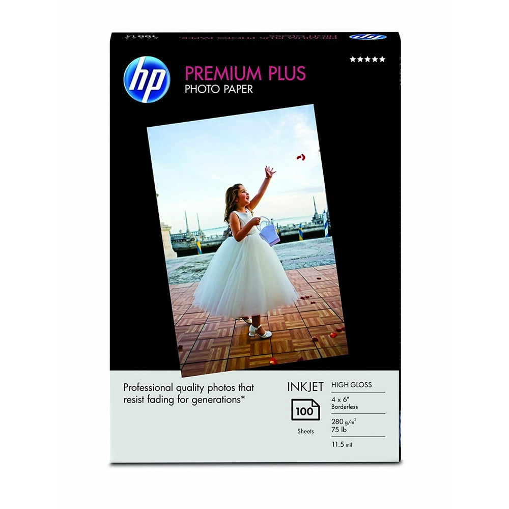 HP Premium Plus Photo Paper, High Gloss (100 Sheets, 4 x 6 Inches