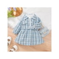 thumbnail image 3 of Sedceaty 2Pcs Baby Girl Party Outfit, Plaid Long Sleeve Buttons Outwear + Patchwork Mock Neck Dress Set for Toddler Girls, 3-24 Months, 3 of 9