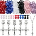 thumbnail image 1 of Kit para hacer rosarios (696 piezas): Crucifijos vintage, dijes de Pascua, cruces, cuentas de rosa roja y rosa, perlas de imitación., 1 of 4