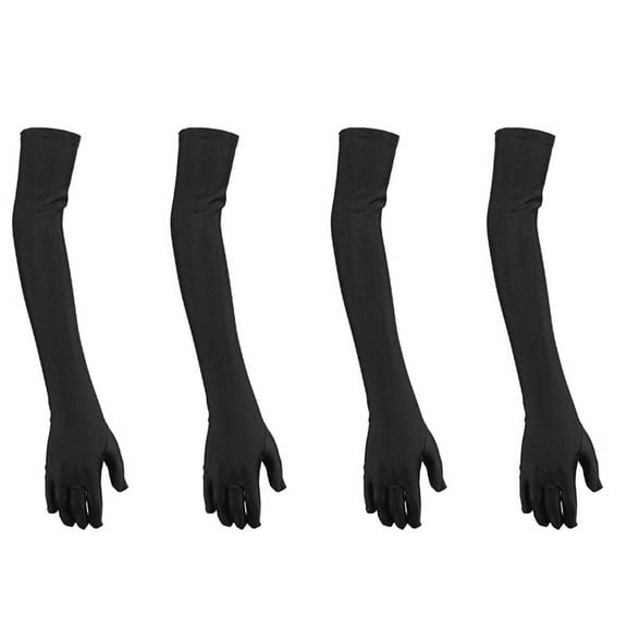 4X Lady Satin Gloves Formal Festival Long Black