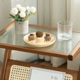 thumbnail image 6 of CQSXDA Functional Glass Coffee Table with Rattan Accents, Brown End Table for Bedroom or Living Room Storage, 6 of 10