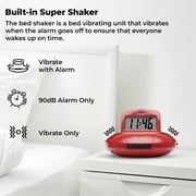 Sonic Alert - Sonic Shaker Portable Super Loud Digital Alarm Clock for Heavy Sleepers, Compact Design, Red