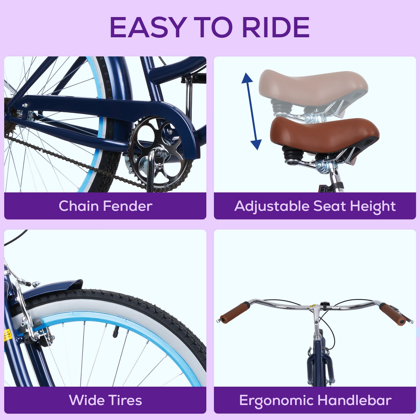 Hykolity 24 Inch Adult Beach Cruiser Bike photo 5